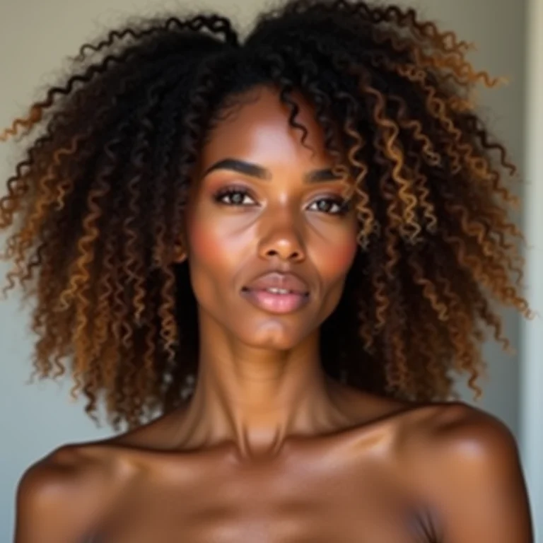 Aplicação de creme em cabelo em transição.