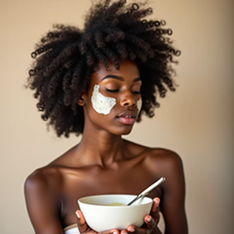 Aplicação de máscara capilar caseira No Poo.