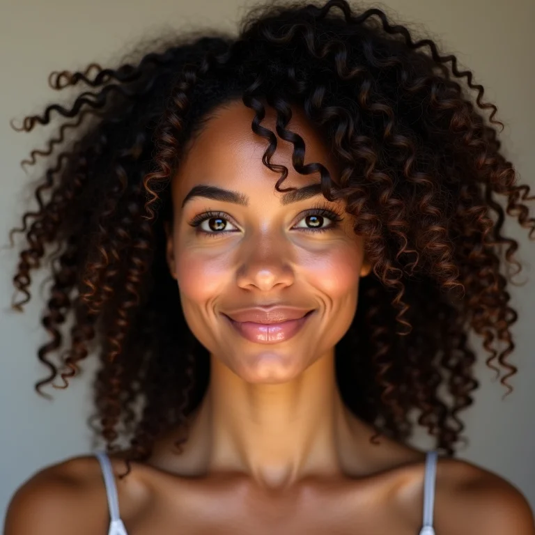 Cabelo cacheado 3C saudável e brilhante.