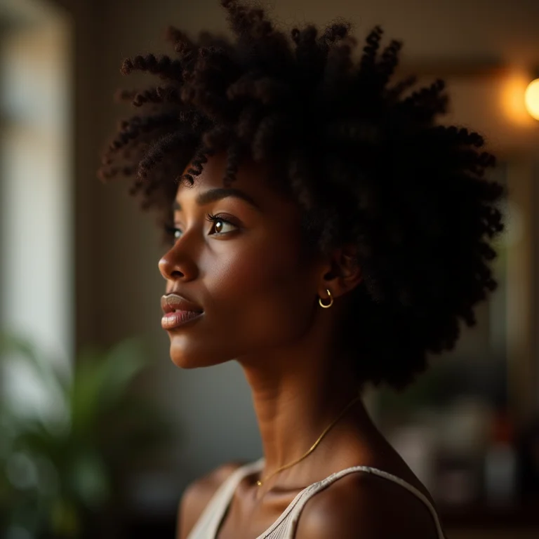 Cabelo crespo com hidratação profunda e brilho duradouro.