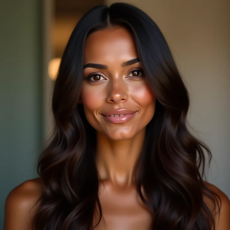 Cabelo liso com brilho e movimento.