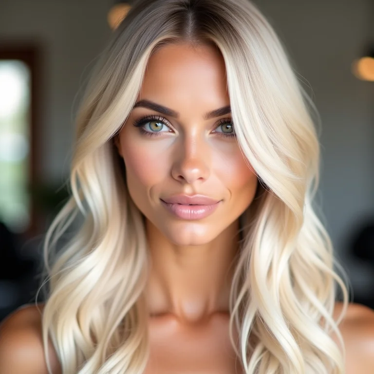 Cabelo loiro com brilho platinado.