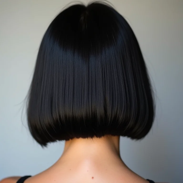 Close up do corte blunt reto na nuca