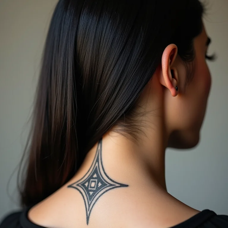 Close-up do undercut na nuca com desenho geométrico