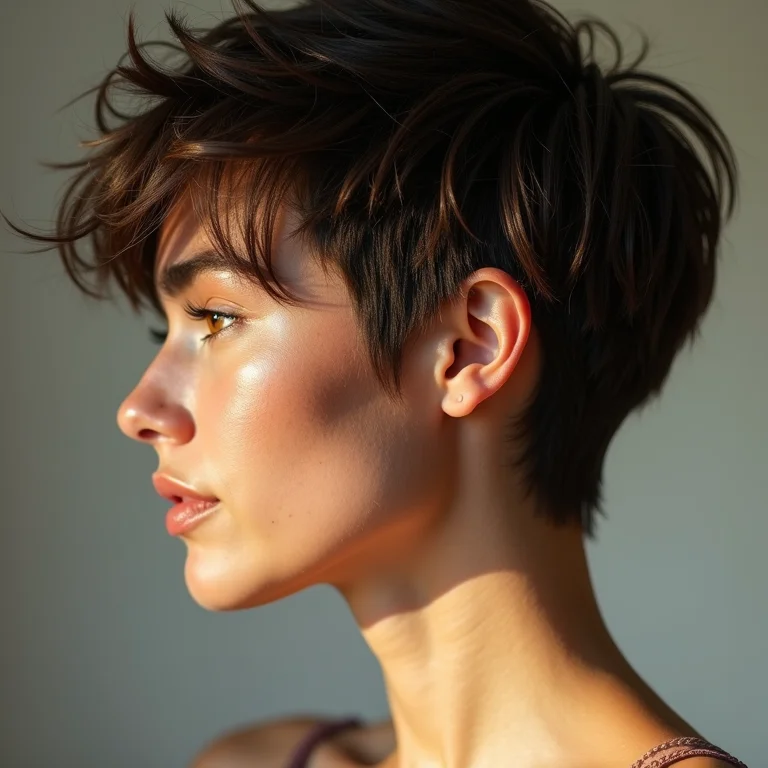 Corte bixie feminino com textura e volume.