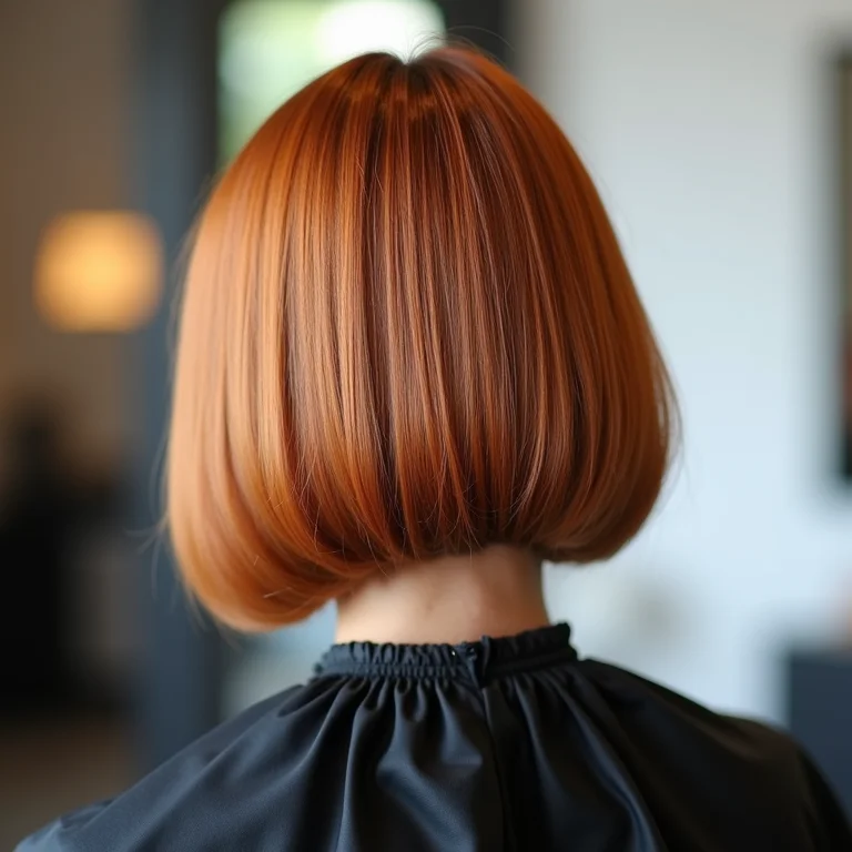 Corte bob angular valorizando o loiro morango