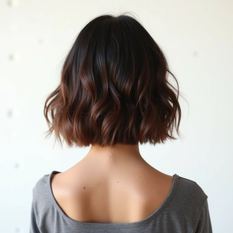 Corte bob ondulado visto de costas