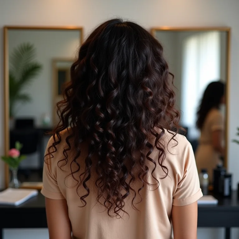 Corte de cabelo cacheado com pontas saudáveis.