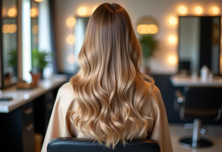 Corte de cabelo impecável visto de trás em salão