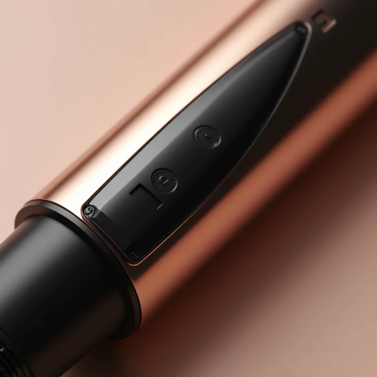 Detalhe do revestimento de cerâmica do modelador de cachos automático.