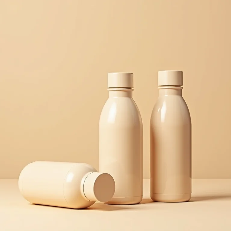 Frascos de protetor térmico vegano em fundo neutro