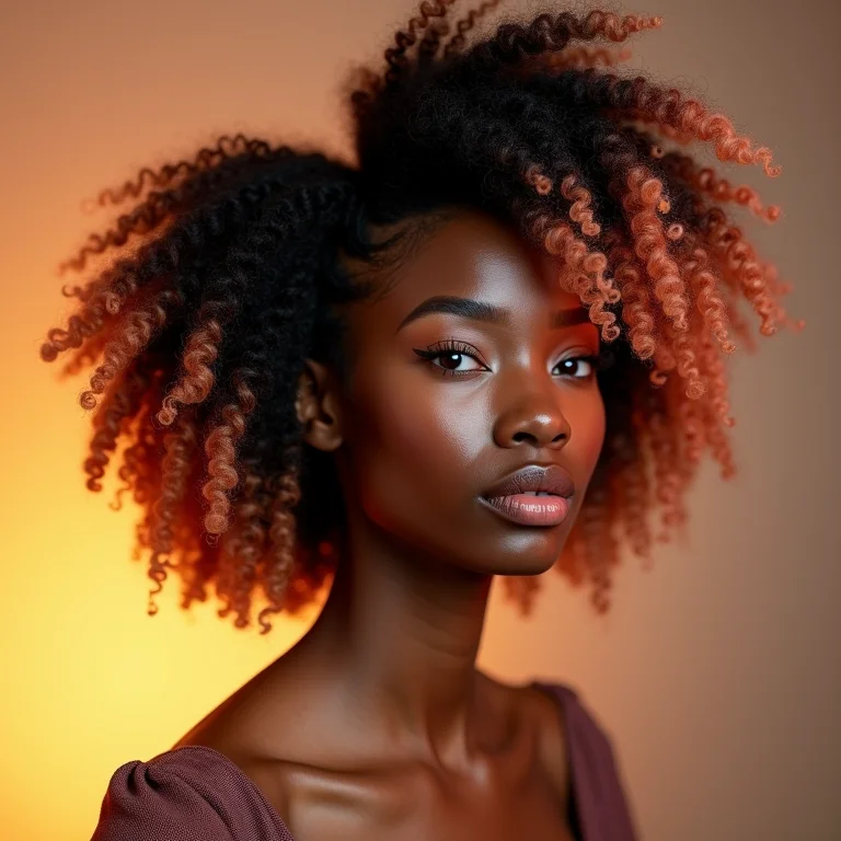 Loiro morango em cabelo crespo em transição