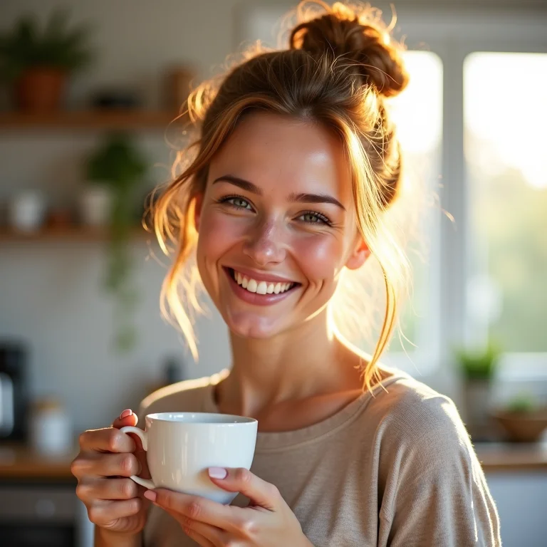 Loiro morango no 'day after' com cabelo preso