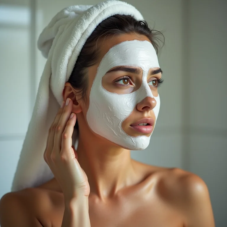 Mulher aplicando creme de tratamento em cabelo danificado após química.