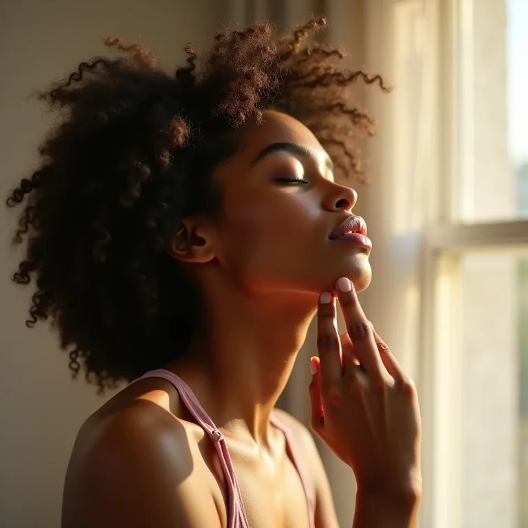 Mulher massageando o couro cabeludo para estimular o crescimento capilar