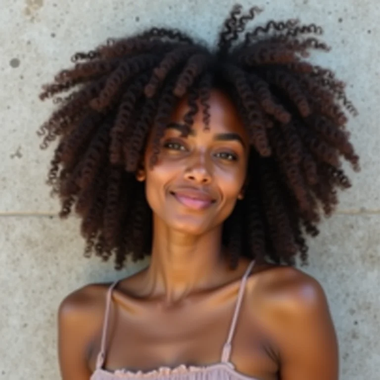 Mulher negra brasileira com cabelo crespo tipo 4