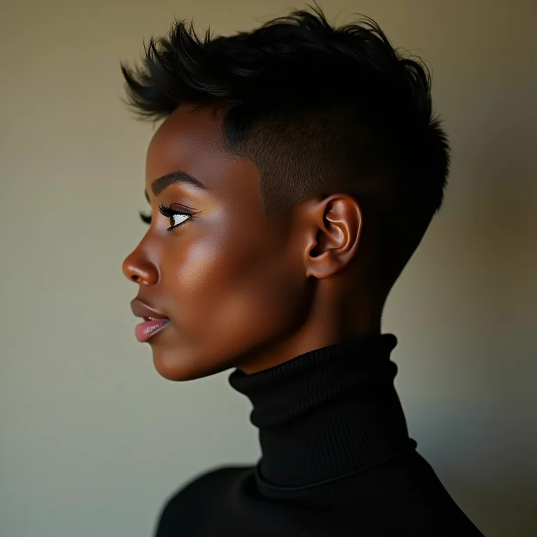 Mulher negra com corte pixie elegante