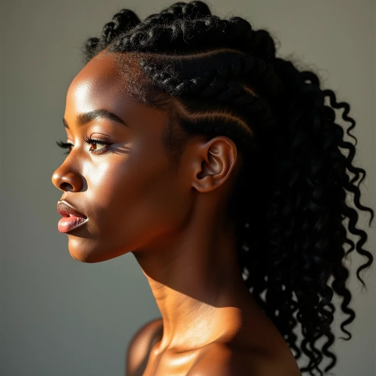 Penteado protetor para cabelo crespo 4B.