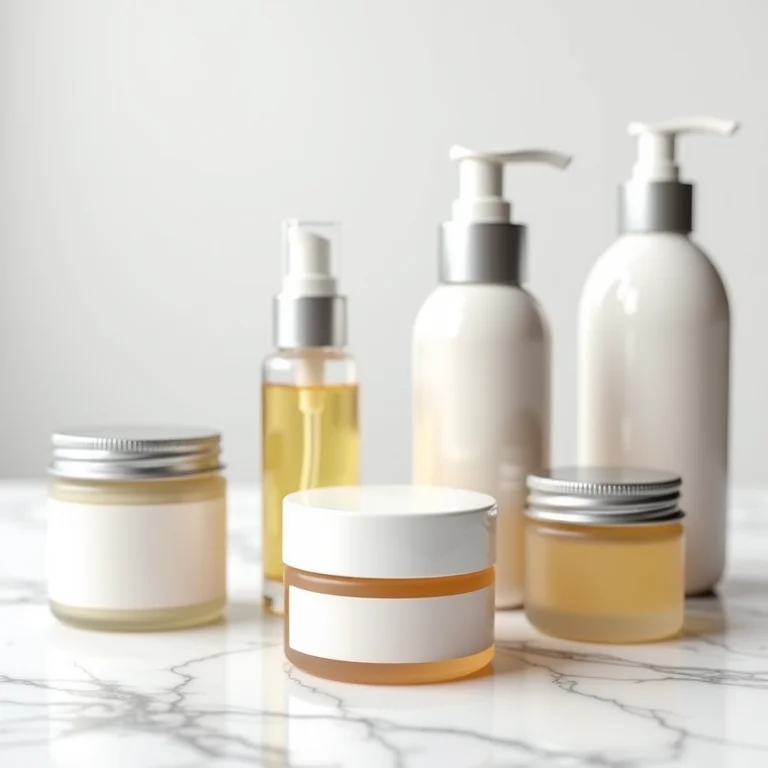 Still life minimalista de produtos para cabelo