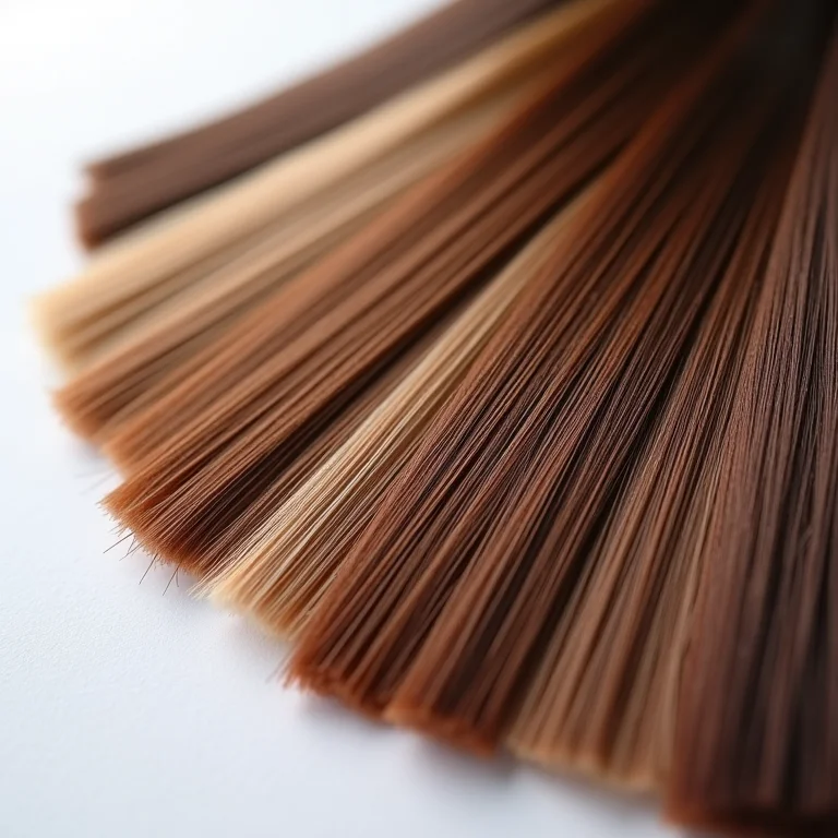 Amostras de diferentes tons de tinta de cabelo marrom.