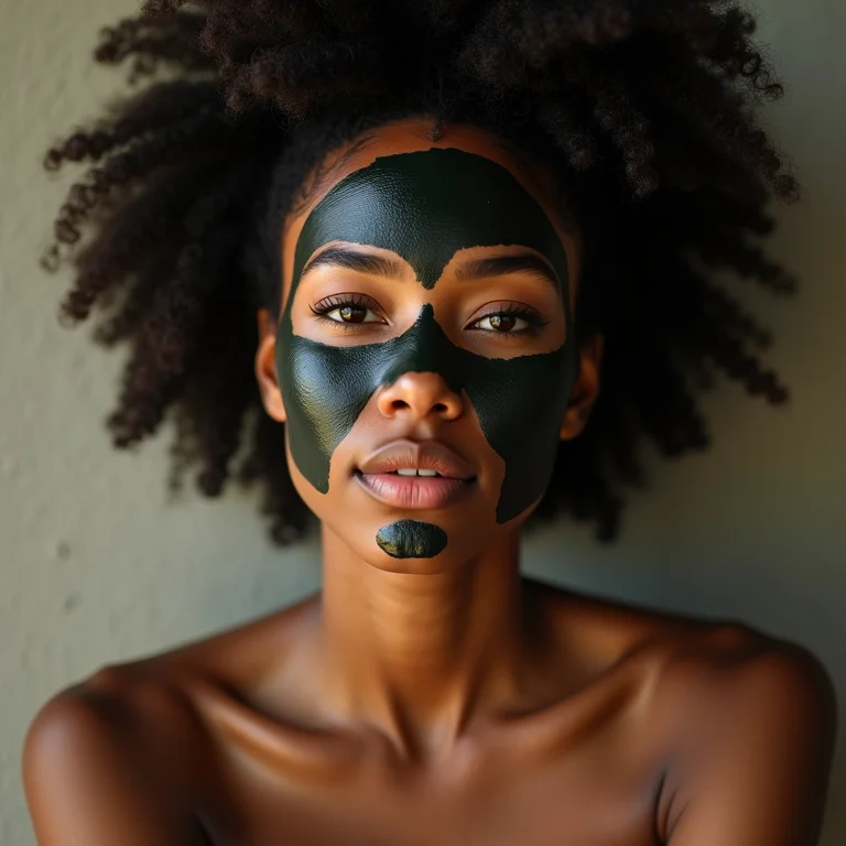 Aplicação de argila preta na raiz do cabelo crespo