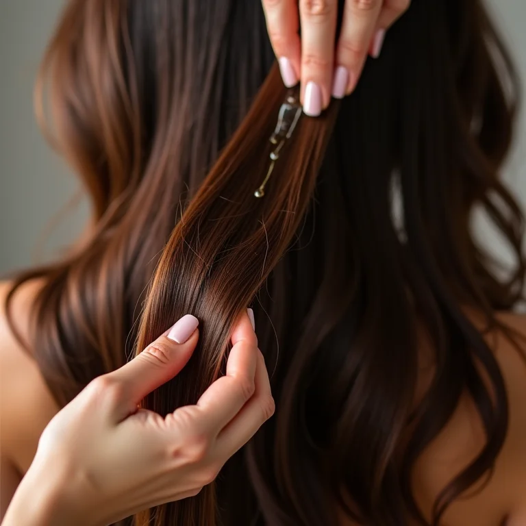 Aplicação de óleo Elseve Glycolic Gloss para umectação capilar em cabelos ondulados