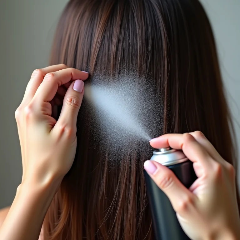 Aplicação excessiva de shampoo a seco deixando resíduos brancos.