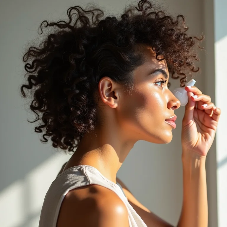 Aplicando creme para fitagem no cabelo 4A