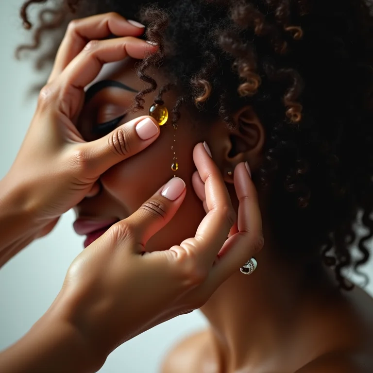 Aplicando óleo capilar na fitagem