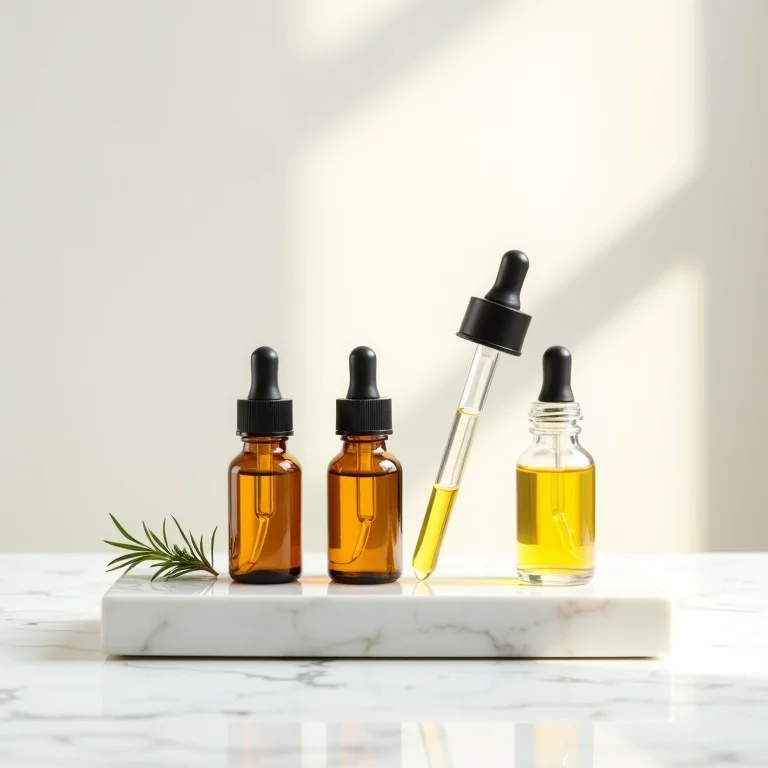 Blend de óleos capilares em frascos de vidro