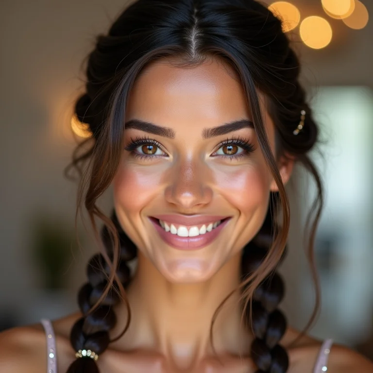 Bubble braids com brilho para um look de festa glamouroso.