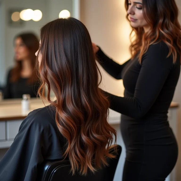 Cabeleireiro analisando os danos no cabelo antes da hidratação com café.