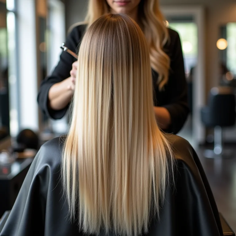 Cabeleireiro aplicando tratamento reconstrutor no cabelo