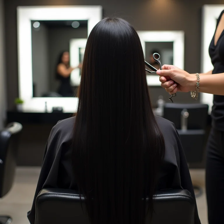 Cabelereiro finalizando corte de cabelo liso