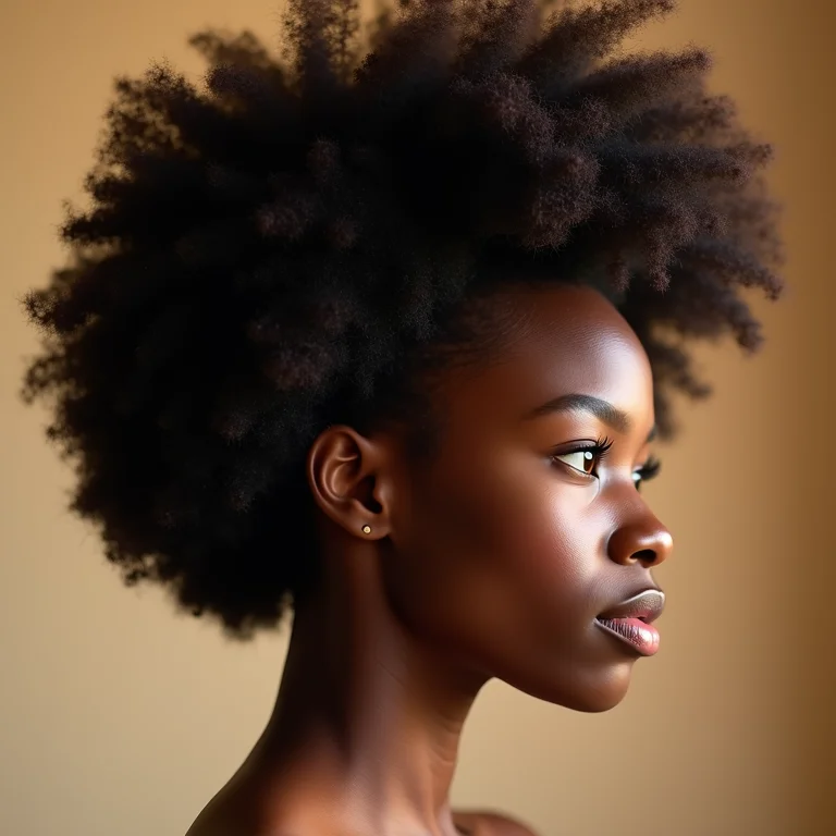 Cabelo afro natural (4C) saudável e hidratado