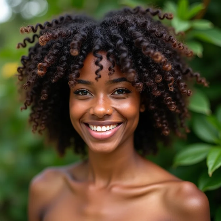 Cabelo cacheado 3C definido com produtos veganos