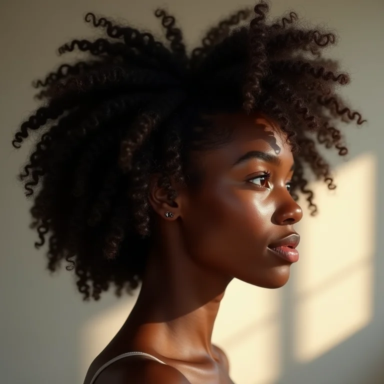 Cabelo cacheado brilhante após uso de reparador de pontas