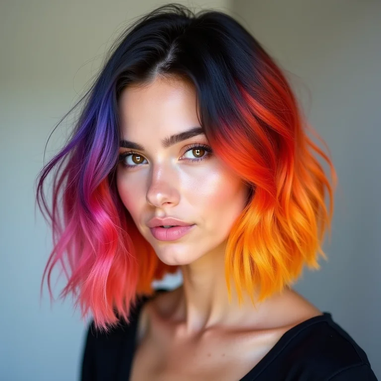 Cabelo com color block.