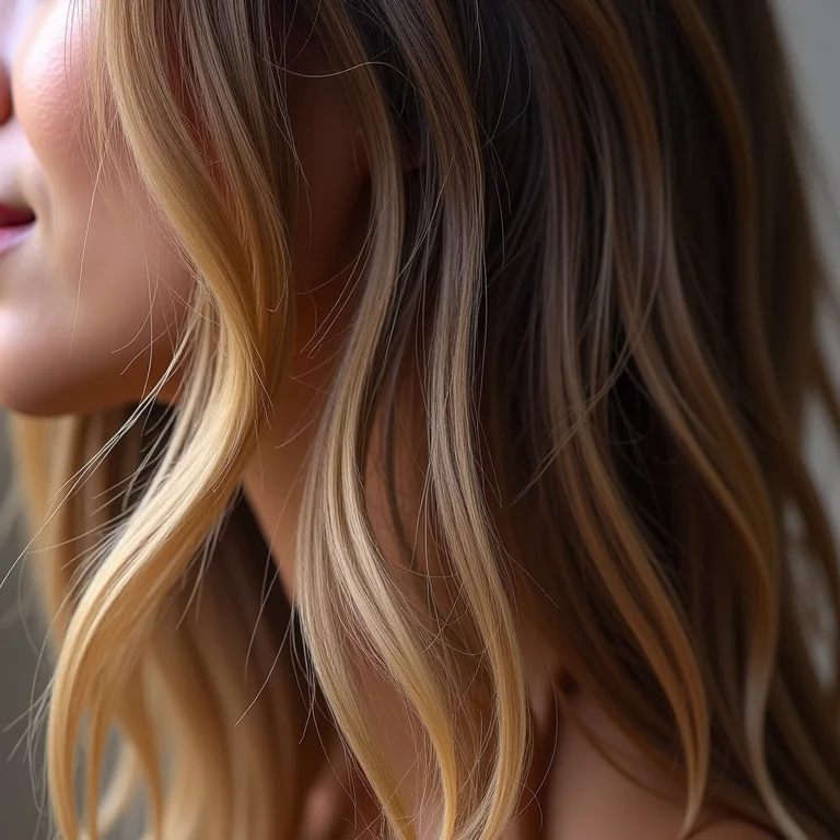 Cabelo com mechas contrastantes.