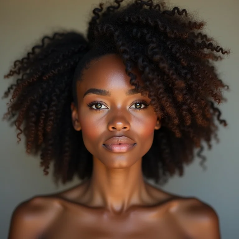 Cabelo crespo 4C finalizado com volume.