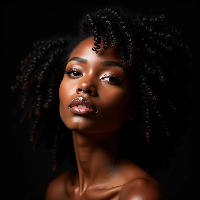 Cabelo crespo brilhante com tonalizante