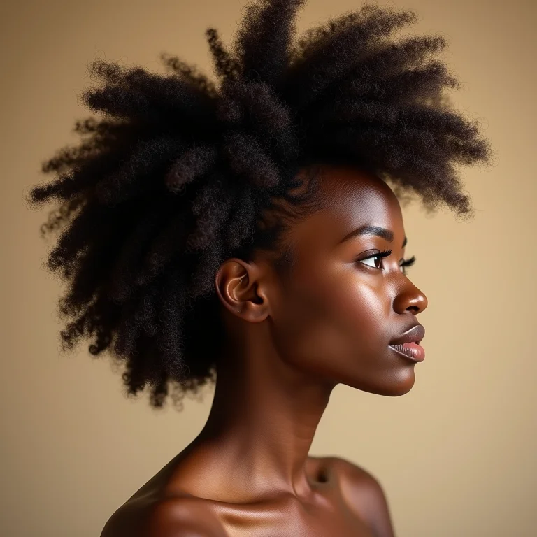 Cabelo crespo tipo 4C com brilho e definição