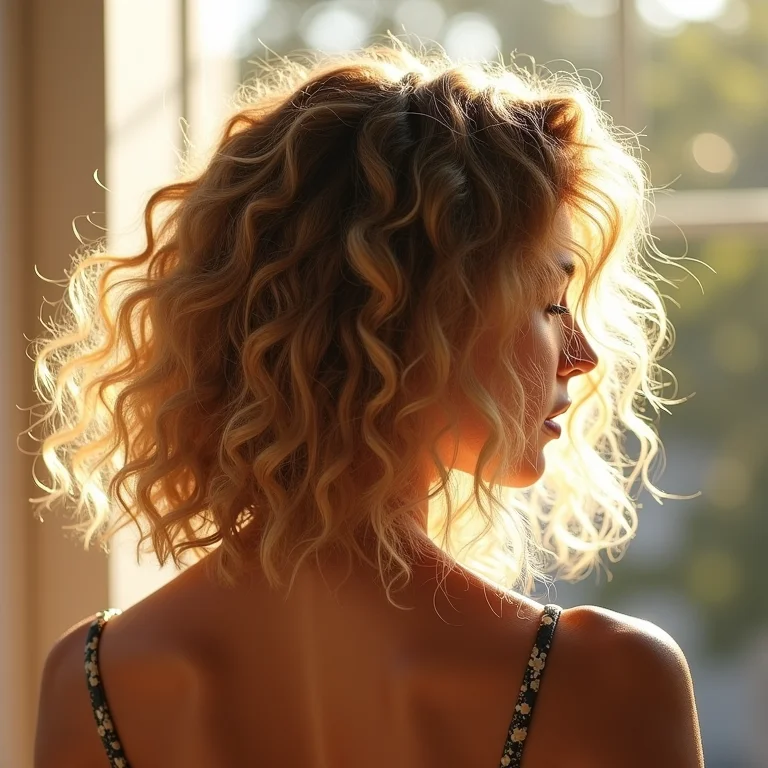 Cabelo crespo tipo 4C com mechas loiras.