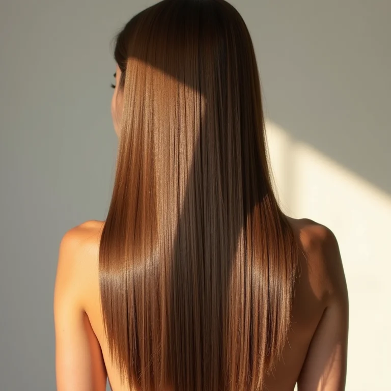 Cabelo liso com penteado para evitar danos da proteína do trigo