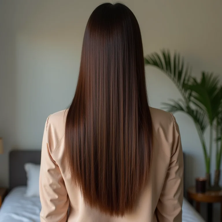 Cabelo liso e brilhante após aplicação de óleo iluminador