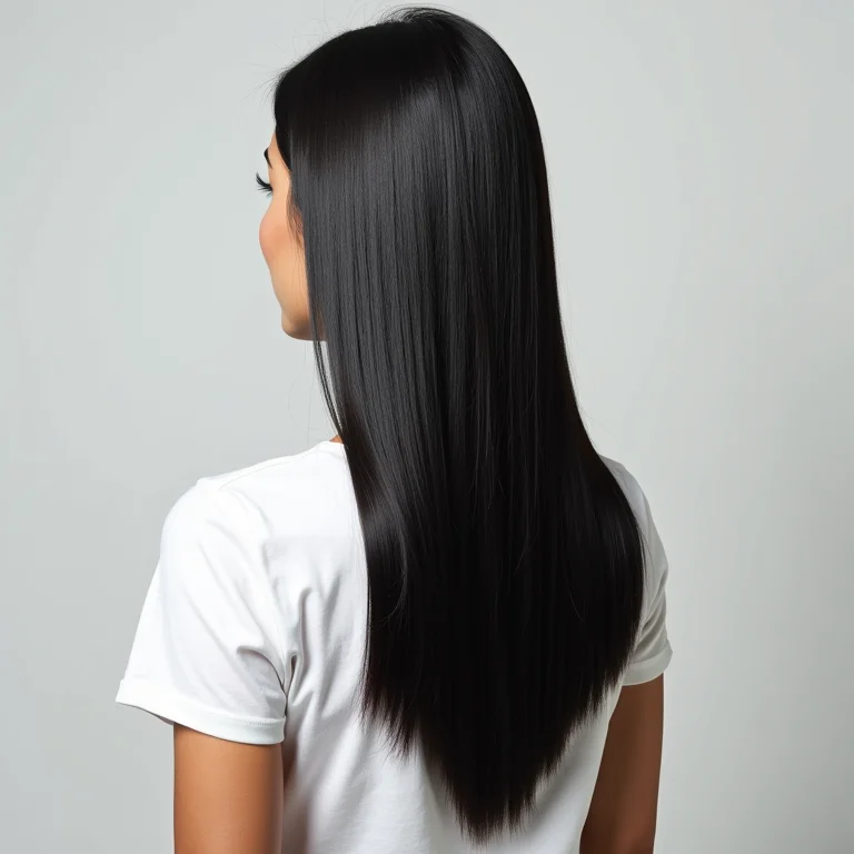 Cabelo liso e brilhante visto de costas