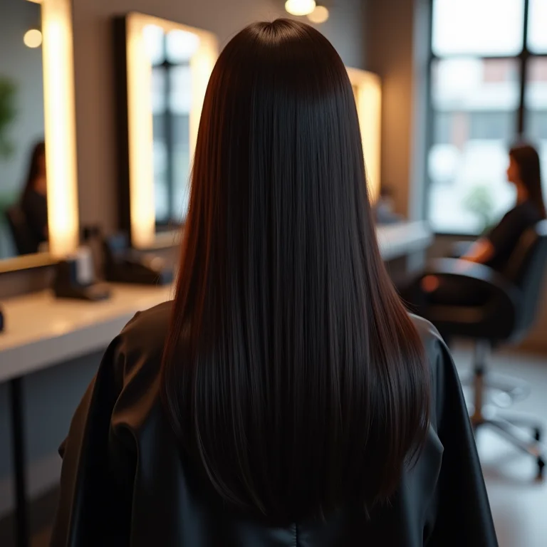 Cabelo liso recém-pranchado no salão