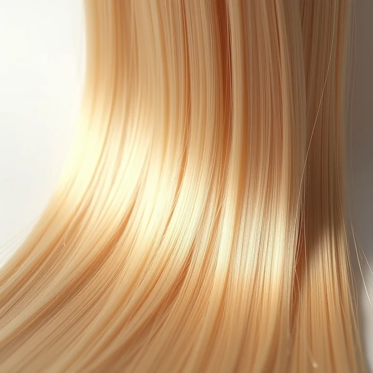 Cabelo loiro liso com brilho intenso após tratamento com Elseve Glycolic Gloss