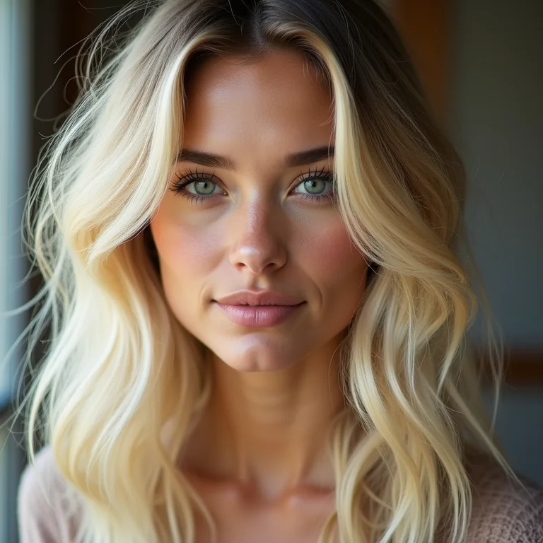 Cabelo loiro ondulado no 'day after' da descoloração.