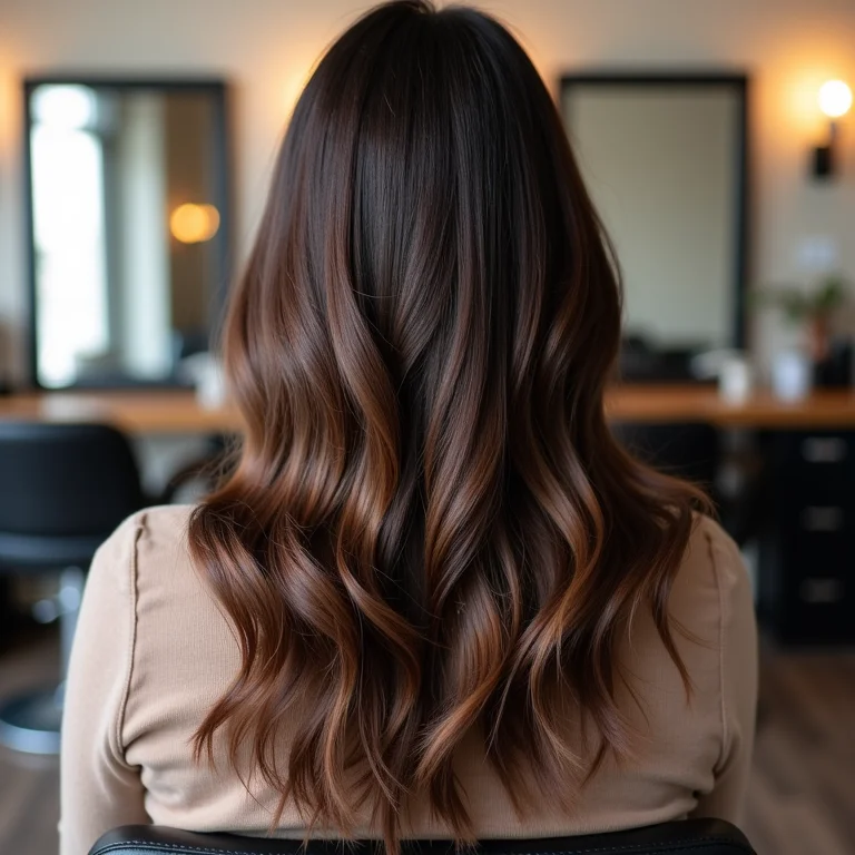 Cabelo morena iluminada chocolate com highlights marcados